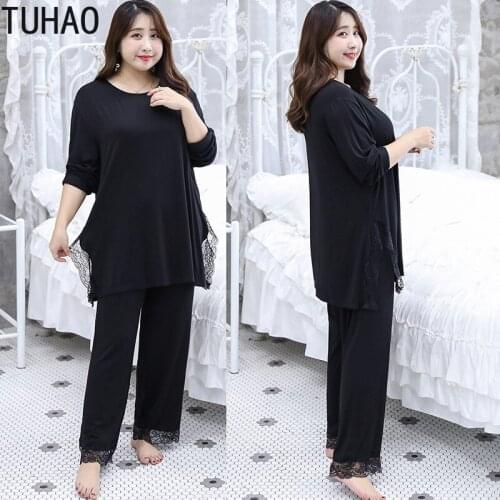 TUHAO autumn Two Piece Outfits for Woman Ladies Home Suit Korean Version Plus Size 6XL 5XL 4XL 3XL Womens Clothing WM06