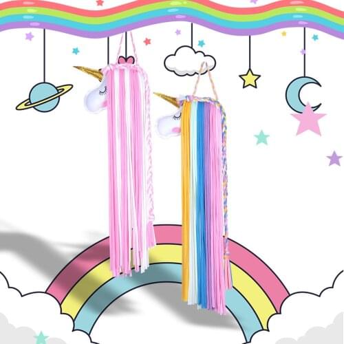 70cm Rainbow Unicorn Wall Hanger Home Decor Girl Room Decoration Pendant Nordic Handmade Cloth Hanging For Bedroom Wall