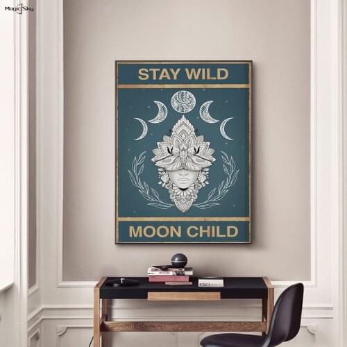 Stay Wild Moon Child Teenager Scandinavian Decor Vintage Canvas Painting Wall Art Posters Prints Living Room Decoration For Home
