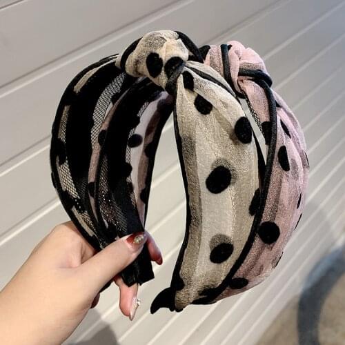 New Women Elegant Chiffon Dot Knotting Hairbands Sweet Headband Hair Ornament Holder Headwear Hair Band Fashion Hair Accessories