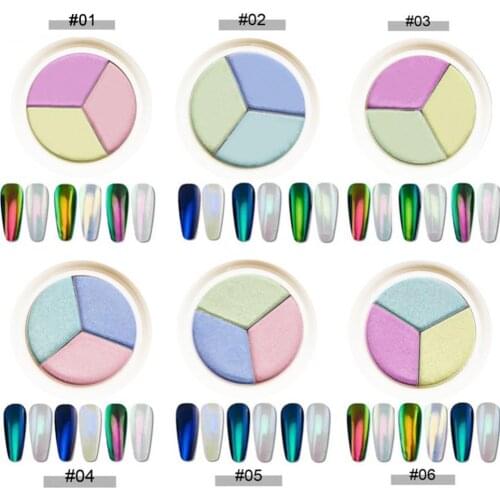 3 Color Nail Powder Shining Glitter Fine Nail Powder Pigment Palette DIY Manicure Decoration Tools наклейки на ногти