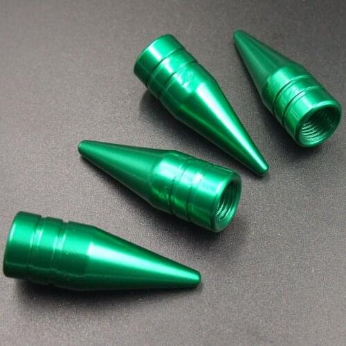 4pcs Green Universal Long Spiked Car Wheel Tire Valve Air Stem Dust Caps Cover Truck Auto Vehicle Motorcycle Bicycle Accessory