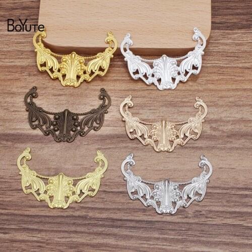 BoYuTe (50 Pieces/Lot) 34*48MM Flower Metal Brass Stamping Filigree Findings Diy Hand Made Jewelry Accessories