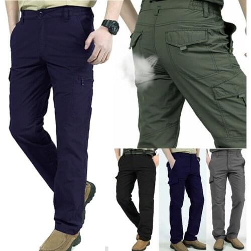 Men Cargo Pants Work Multi-Pockets Climbing Hiking Quick Dry for Outdoor Summer Casual Thin Tactical Pants Male Trousers DSA