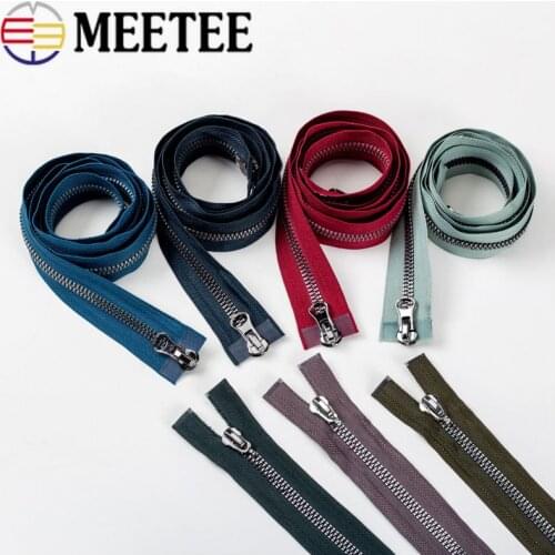 Meetee 2/5pcs 120cm 8# Resin Double Sliders Zipper Down Jacket Double Open End Zips DIY Garment Sew Zippers Repair Accessories