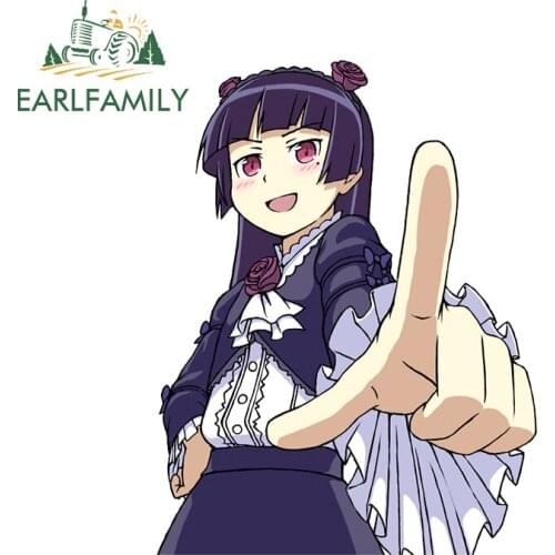 EARLFAMILY 13cm x 10.2cm for Waifu Girl Anime Car Sticker Personality Motorcycle Decal Laptop Car Assessoires Waterproof Decor