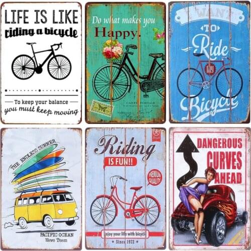 RIDE BICYCLE Retro Metal Tin Signs BAR Pub Home Decor Wall Posters Pub Decoration Beer Plates Life Is Like Riding Plaque N099