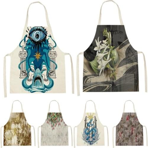 Animal And Plant Print Sleeveless Apron ChildrenS Cleaning Home MenS And WomenS Kitchen Waist Bib Anti-Fouling Apron Pinafore