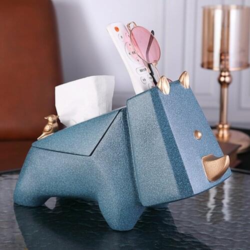 Rhinoceros Statue,Home Room Decor,Sculpture Ornaments,Table Decoration Art,Animal Figurines,Tissue Box,Desktop Sundries Storage