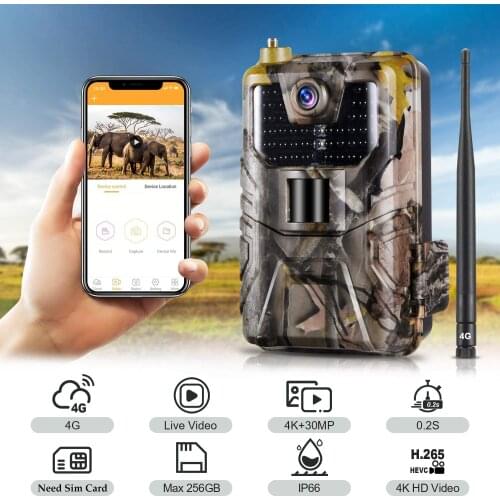 4K Live Video APP Trail Camera Cloud Service 4G Cellular Mobile 30MP Wireless Wildlife Hunting Cameras Night Vision Surveillance