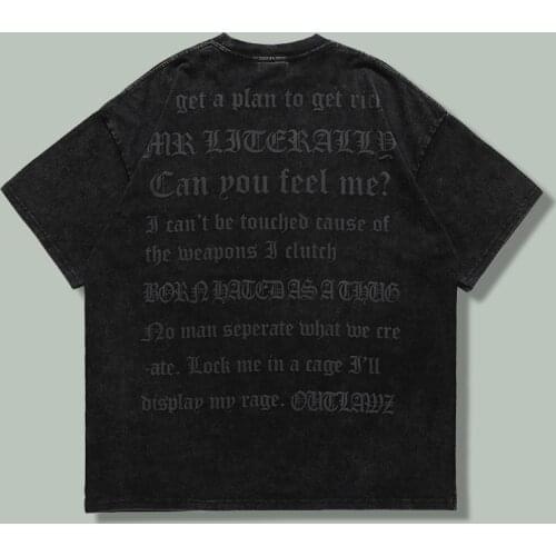 Hip Hop Wash Gothic Letter Foam Printing T Shirt Men Harajuku Streetwear Loose Short Sleeve Tees 2021Summer Couple Unisex Tshirt