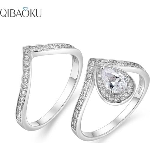 S925 Sterling Silver Ring Luxury Water Drop 5*7MM Zircon Ring Set Rings for Women Wedding Engagement Rings Gift Fine Jewelry