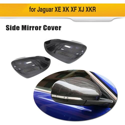 Replacement Style & Add On Style Carbon Fiber Rear Side View Mirror Cover Cap Fit For Jaguar XK XF XJ XKR XE 2011-18