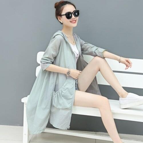 Summer Thin Sunscreen Jacket Female Covers Up Quick Drying Overalls Hooded Sun Protection Cloth Windbreaker Jacket Friend Models