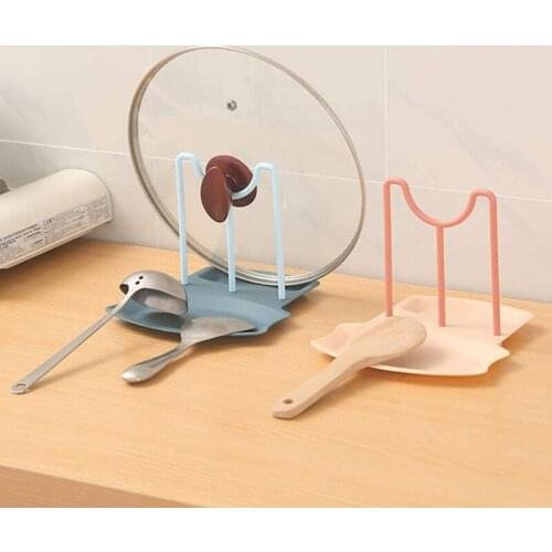 Spoon Rest and Pot Lid Holder Pan Lid Organizer Rack Dish Stand Shelf Kitchen Compartments Rack Kitchen Storage Rack