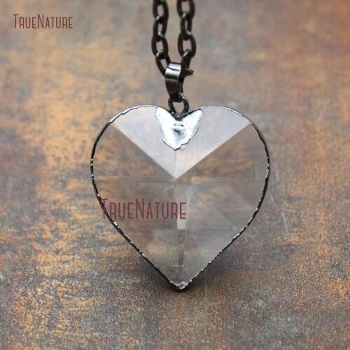 Gunmetal Finish Copper Chains Faceted Crystal Necklace Glass Crystal Pendant Necklace Wholesale Jewelry In 18 inch NM11339