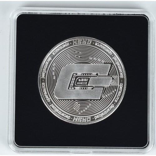 40mm Dash Coins Cryptocurrency Metal Coin with Square Coin Display Case