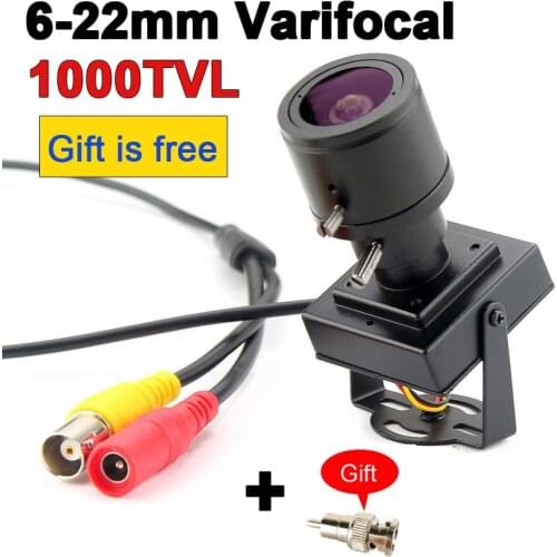 6-22mm lens Varifocal Mini Camera 1000tvl Adjustable Lens+RCA Adapter For Security Surveillance CCTV Camera Car Overtaking