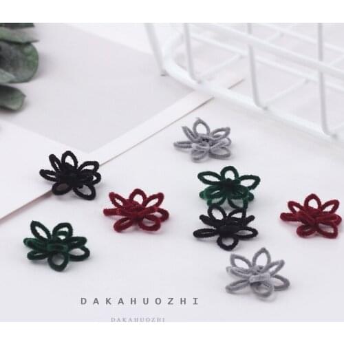 Fashion 30pcs/lot color flowers shape Flocking material charms handmade diy jewelry earrings/necklace pendants accessory