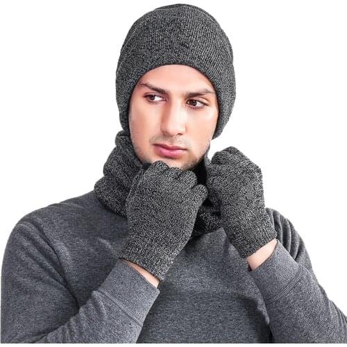 Connectyle Mens Women Winter Warm Beanie Scarf Touch Screen Gloves Fleece Knitted Set