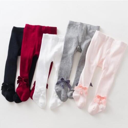Soft breathable toddler girls pantyhose autumn winter warm kids tights for toddler baby velvet bowknot pompom design stocking