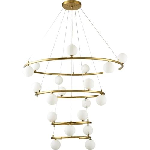 New modern chandelier lighting for staircase gold ring glass chandeliers living room hallway home decor led light fixtures