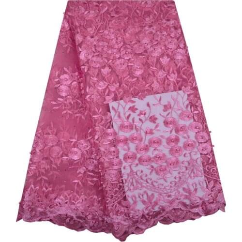 Latest Tulle French Lace With Beads For Dress African Latest French Lace 2018 Lace Fabric Tulle Net Stones Lace Materials 1236