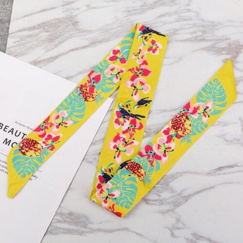 New Silk Skinny Scarf Women Luxury Long Hairband For Ladies Hot Sale Bag Scarf Tie Belt Female Luxury Brand Neck Hair Headband