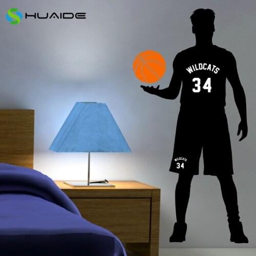 Personalized Name & Number Basketball Wall Sticker Decor Boys Basketball Gifts Basketball Bedroom Decor Vinyl Wall Art Mural A-2