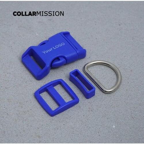 Plastic buckle+Tri-Glid+square keeper+D ring) DIY engraved dog collar dark blue 25mm webbing sewing parts high quality
