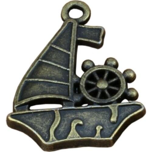 Boat Charms Pendants 100Pcs/ lots 22x28mm Antique bronze Alloy Jewelry DIY Fit Bracelets Necklace Earrings A-313