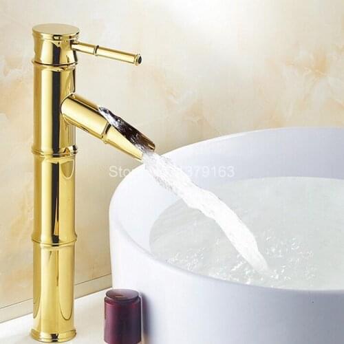 Polished Gold Color Brass Single Handle Lever Bathroom Deck Mounted Single Hole Faucet Vessel Sink Basin Mixer Tap anf086