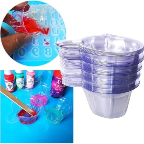 QIAOQIAO DIY 50Pcs 40ML Plastic Disposable Cups Dispenser DIY Epoxy Resin Jewelry Making Tool