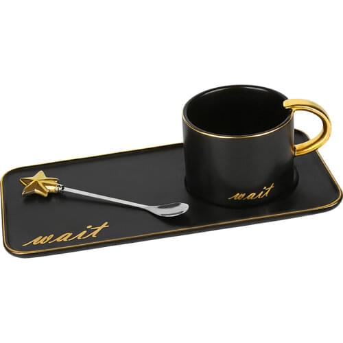 Porcelain Coffee Cup White Europe Small Office Tea Cups High with Saucer Handle Ceramic Kubek Do Kawy Home Drinkware LL50CC