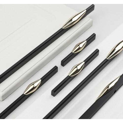 Aluminum Alloy Light Luxury Extended Wardrobe Door Handle Nordic Simple Wine Cabinet Drawer Knob Furniture Black Gold Handle