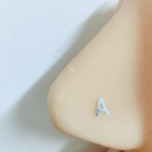 20pcs/pack Letter A Nose Stud Piercing 925Sterling Silver Thin Ear Ring nariz piercing body jewelry