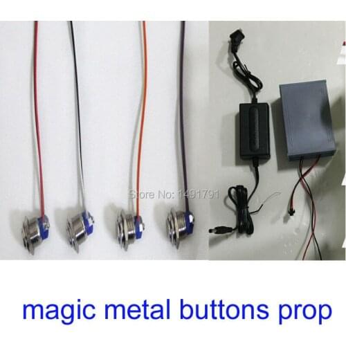 Magic metal prop tricks for escape room game industrial props press button in order to unlcok with audio run out chamber room