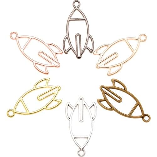 YuenZ 12 pcs Six Color Hollow rocket Charms Alloy Metal rocket Pendants For DIY Handmade Jewelry Accessories Making