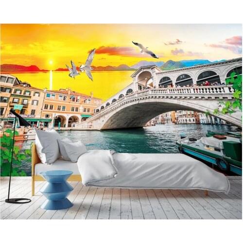 Custom mural 3d photo wallpaper European city Venice water city bridge building home decor living room wallpaper for wall 3 d