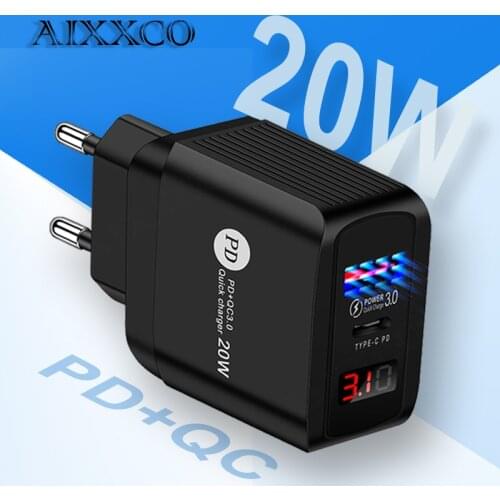 AIXXCO PD 20W USB Type C Charger EU Adapter Fast Phone Charge For iPhone 12 Pro Max Quick Charge 3.0 QC USB C for Xiaomi