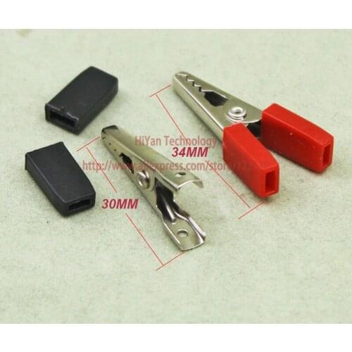50pairs/lot HWCL-05 small Size Alligator Test Clips 50pcs Red & 50pcs Black Test Probe Clamp Clip Length 34MM