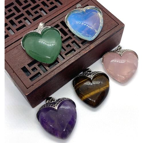 1pc Peach-shaped Ladies Natural Stone Pendant Amethyst Tiger Eye Green Aventurine Agate Jewelry Making Necklace Bracelet Gift