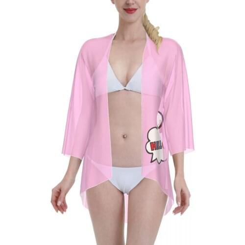 2021 Women Swimsuit Kimono Cardigan Anime Manga Chibi Costume Hello Cat Summer Bathing Suit blouse