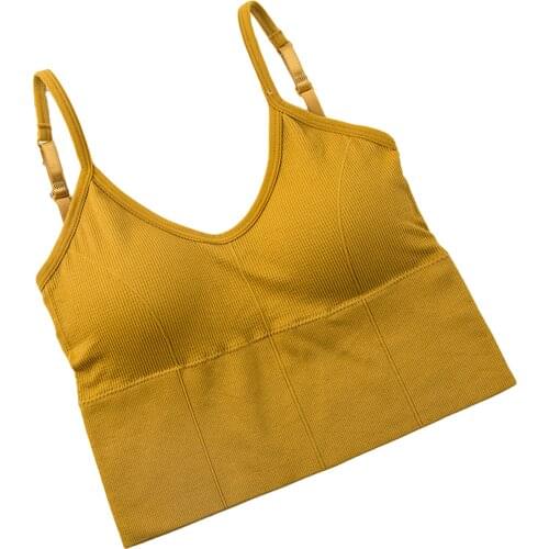 Womens Solid Color Bustier Tops Adjustable Shoulder Straps V-neck Seamless Vest Clothes for Daily/Exercise