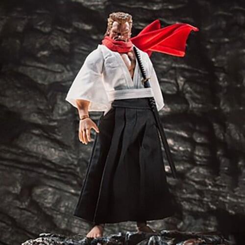 1/12 Male Soldier Samurai Clothes with Scarf Set Model Fit 6'' Action Figure Body