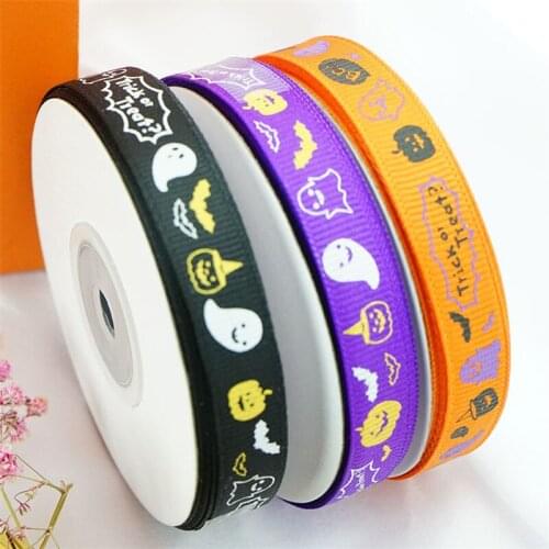 1.5cm Width /25 Yards /3 colors Happy Halloween Candy Boxes Ribbons Party Gift Packaging Ribbons Strings