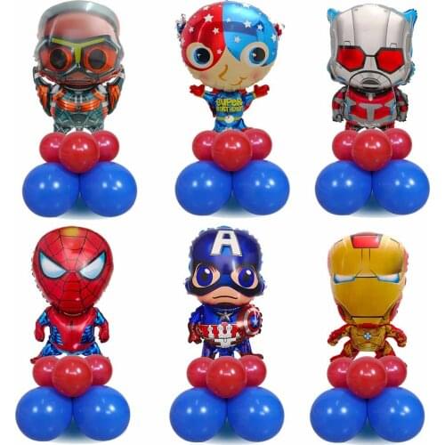 1set Marvel Great Spiderman Captain America Iron Man Balloons Foil Balloons Hero Birthday Party Decoration Kids Toy Latex Globos