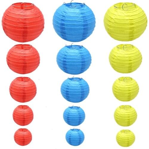 10pcs 15cm-40cm Colorful Paper Lantern White Pink Hanging Lanterns Chinese Paper Lamp Wedding Birthday Party Decoration Supplies
