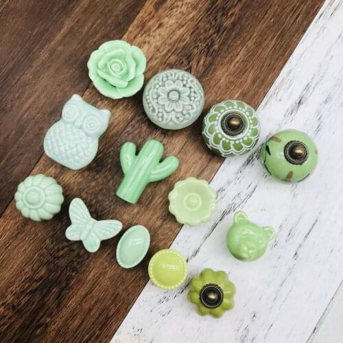 1x Green Ceramic Furniture Handles Euro-Style Variety Models Cabinet Door Drawer Wardrobe Dresser Pulls Knobs