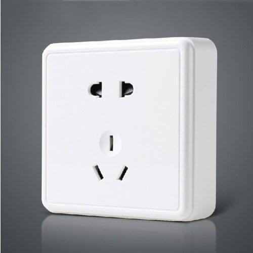 2PCS Surface Mounted Pure White 86 Type Wall Socket Panel 5-Pins Outlet Electric 10A Electrical Plugs Sockets 2 Holes And 3 Hole